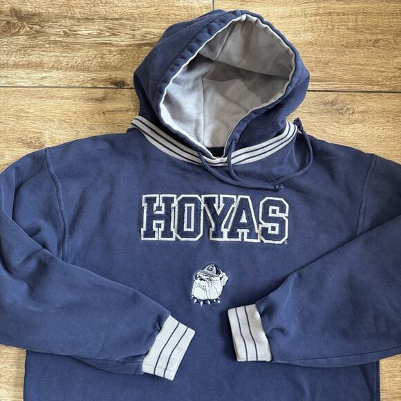 Georgetown Hoyas Embroidered Sweatshirt Hoodie Navy Large Team Edition - Picture 11 of 13